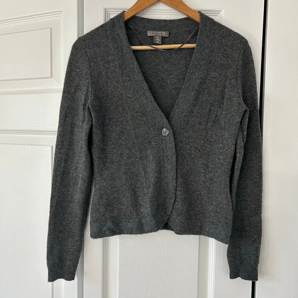 Charter Club 100% Cashmere Gray Cardigan Sweater XS 2-Ply Single Button